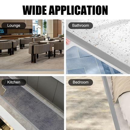 RANJIMA pašlīmējošs pārejas profils, PVC sliekšņa rampa, ieejas līstes, pārejas līste grīdai, augstuma regulēšanas profils, durvju sliede, pārejas sliede bez urbšanas paklāju flīzēm (pelēks, 1 m x 5 cm)