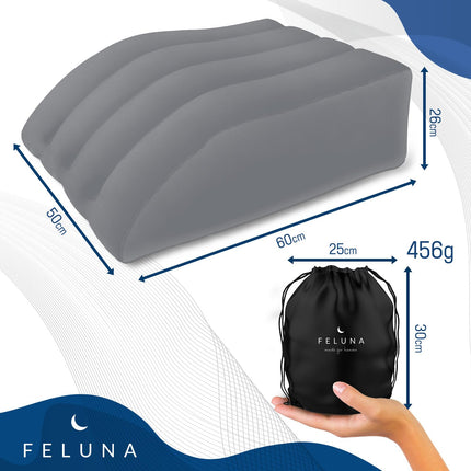 Ergonomisks ķīļveida spilvens gulēšanai, piepūšams ortopēdisks kāju pacēlums kāju un muguras sāpju mazināšanai, kāju atbalsta spilvens ceļgalam, pēdai un potītei pēc operācijas (pelēks)