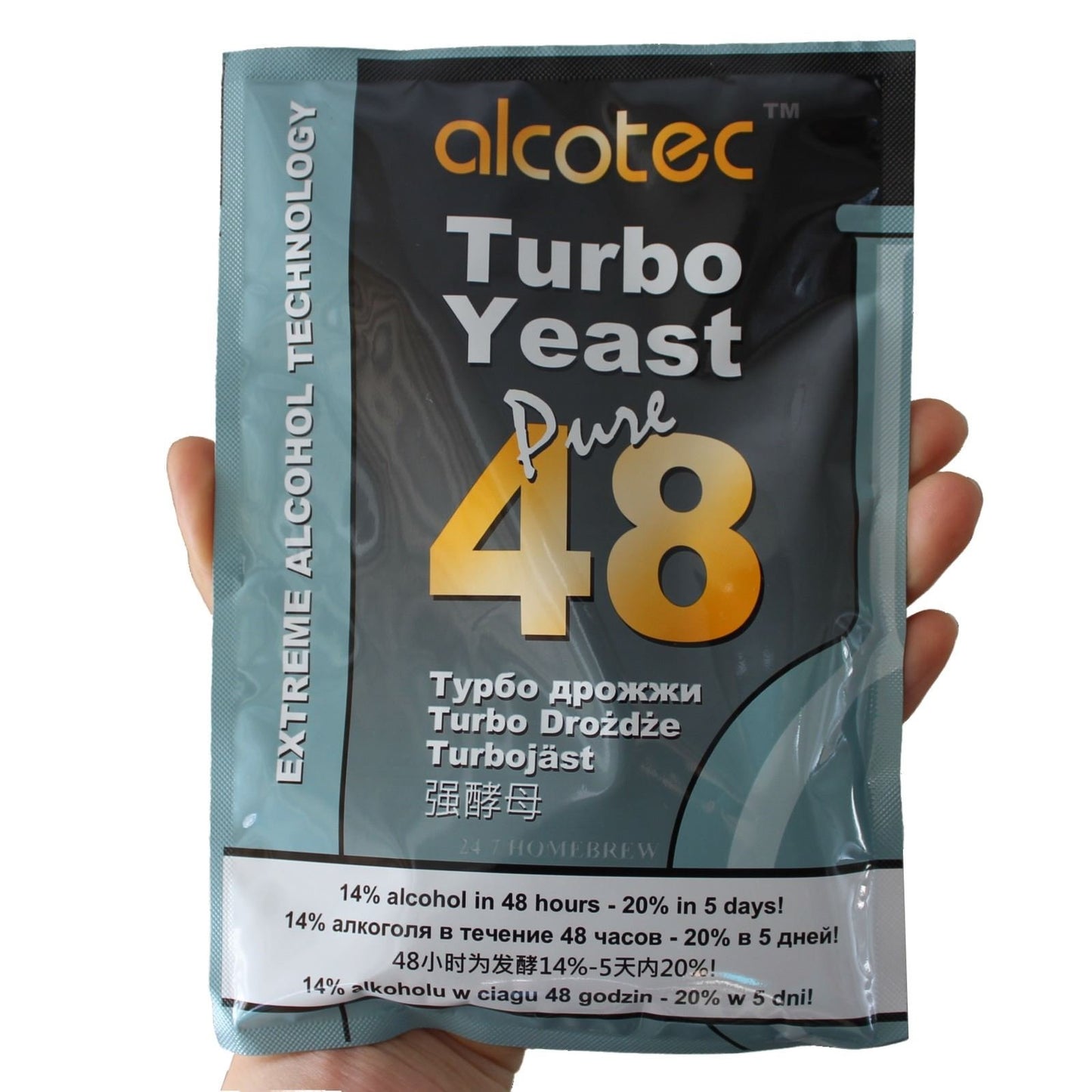 5x Alcotec 48 Pure Turbo Super Yeast paciņas ar augstu alkohola saturu 20% mājās brūvēts degvīns