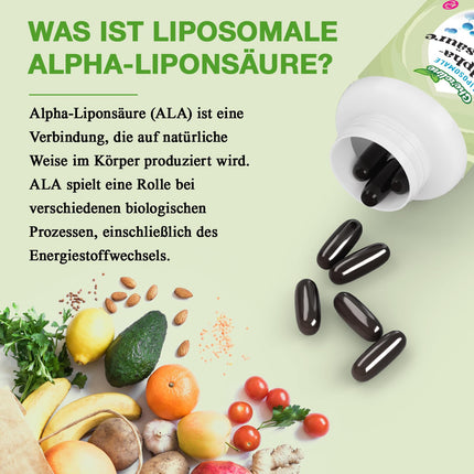 Liposomālās alfa lipoīnskābes mīkstās kapsulas 1500 mg vienā porcijā, ar acetil-L-karnitīnu 900 mg, ubikinolu 100 mg un E vitamīnu 15 mg, 4-in-1 formula (60 kapletas (1 iepakojums))