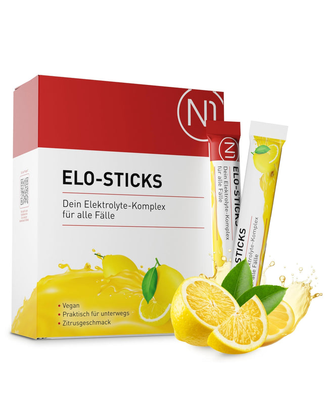 N1 Elo-Sticks elektrolītu pulveris 20 stienīši (ieteicams līdz 25.08.) – elektrolītu pulveris ar citrusaugļu garšu – elektrolītu stienīši ātrai mitrināšanai un minerālvielu līdzsvaram ar sāļiem, cukuriem, minerālvielām VirX Nas