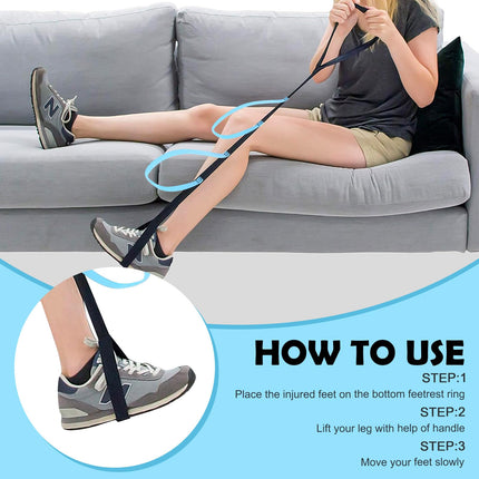 Kāju pacelšanas josta, kāju pacēlājs drošai pārvietošanās palīdzībai. 102 cm stāvēšanas palīglīdzeklis senioriem ar mīkstiem rokturiem lietošanai mājās no gultas, dīvāna, automašīnas.