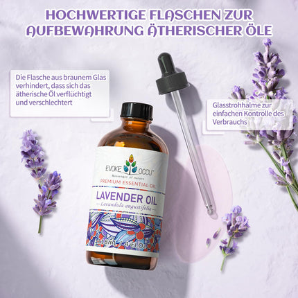 EVOKE OCCU lavandas eļļa 118 ml, tīra lavandas ēteriskā eļļa difuzora ādas masāžas sveču ziepju pagatavošanai - 4 šķidruma unces