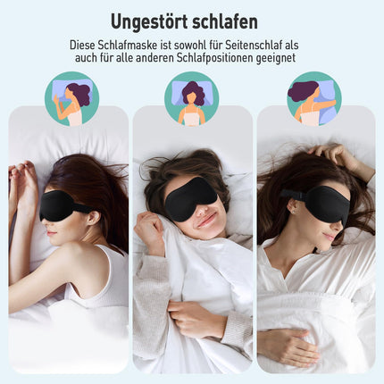Umisleep miega maska ​​sānu gulētājiem, 3D acu kontaktligzdas un regulējama elastīga siksna, gaismu bloķējoša un elpojoša, acu maska ​​vīriešiem un sievietēm, piemērota ceļojumu jogai, melna