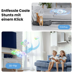 Ameta Morpho drons ar kameru bērniem, 1080P HD FPV drons iesācējiem, RC kvadrokopters ar 32 RGB gaismām/18 minūšu lidojuma laiks/STEM moduļi/pretpazaudēta skaņas signāla turētājs, rotaļlietu dāvanas zēniem un meitenēm