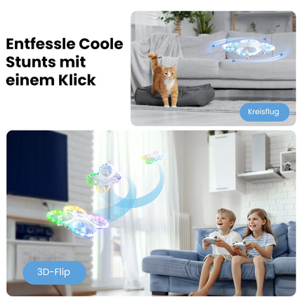 Ameta Morpho drons ar kameru bērniem, 1080P HD FPV drons iesācējiem, RC kvadrokopters ar 32 RGB gaismām/18 minūšu lidojuma laiks/STEM moduļi/pretpazaudēta skaņas signāla turētājs, rotaļlietu dāvanas zēniem un meitenēm