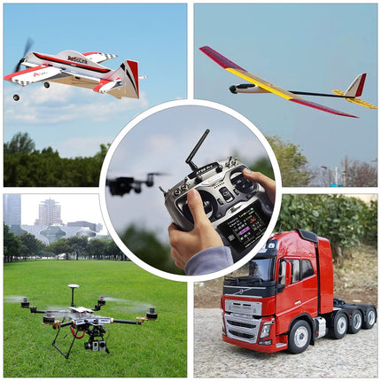 Radiolink AT9S Pro RC tālvadības pults ar uztvērēju, 10/12 kanāli ar uztvērēju - R9DS 2,4 GHz tālvadības pults raidītājs RC droniem, lidmašīnām, planieriem, automašīnām, laivām (2. režīms, kreisā roka)
