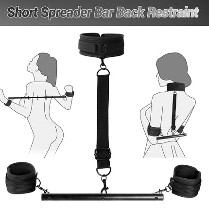 Sevenup Spreader Bar Bondage seksa rotaļlieta ar kakla apkakli, plaukstas locītavas un potītes aproču komplektiem, BDSM verdzības komplekts, regulējama rokudzelžu apkakle pieaugušiem pāriem