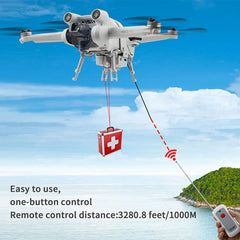 LICHIFIT Drone Airdrop sistēma, universāla DJI Mini 3 Pro/Mini 3 droniem - saderīga, kravnesība 200 g, tālvadības pults 1000 m, gaiši pelēka