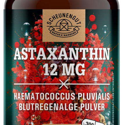 Astaksantīns 12 mg - SVARĪGI: Neoksidējas, pateicoties esterificētai struktūrai - Tiešs avots no Francijas (nevis Ķīnas preces) - Sertificēts astaksantīns augstā devā - DE- SCHEUNENGUT®