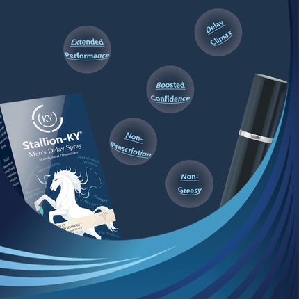 Stallion-KY aizkavēšanas aerosols vīriešiem, aizkavēšanas aerosols vīriešiem, sekss, vīrieši, libido pastiprinātājs vīriešiem, ilgāks laiks gultā (K)
