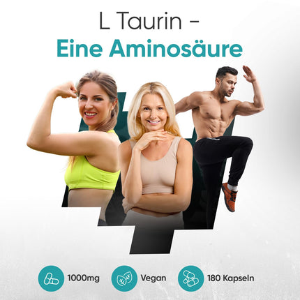 L-taurīna kapsulas - 1000 mg dienā - 180 vegānu aminoskābju kapsulas - 2 L-taurīna aminoskābju kapsulas - 3 mēnešu krājumi - alternatīva pulverim vai tabletēm - WeightWorld