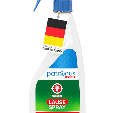 Patronus utu atbaidīšanas aerosols tekstilizstrādājumiem un videi [500ml] Efektīvs utu atbaidīšanas aerosols ar dabīgām aktīvām sastāvdaļām - Utu vides aerosols ar tūlītēju aizsardzību pret utīm - ar maigu citrusaugļu aromātu