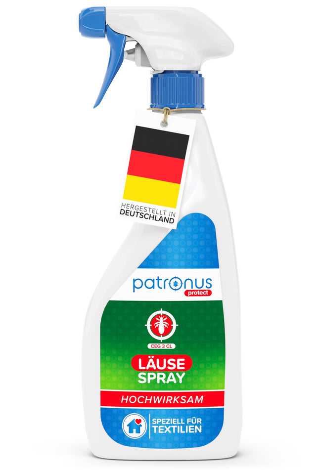 Patronus utu atbaidīšanas aerosols tekstilizstrādājumiem un videi [500ml] Efektīvs utu atbaidīšanas aerosols ar dabīgām aktīvām sastāvdaļām - Utu vides aerosols ar tūlītēju aizsardzību pret utīm - ar maigu citrusaugļu aromātu
