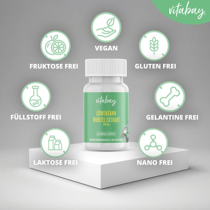 Vitabay pienenes saknes ekstrakts 500 mg - 120 pienenes kapsulas, augsta deva un vegāns - pienenes ekstrakts Pieneņu ekstrakts Pienenes - pienenes saknes kapsulas Pienene Taraxacum Laboratorijā pārbaudīts