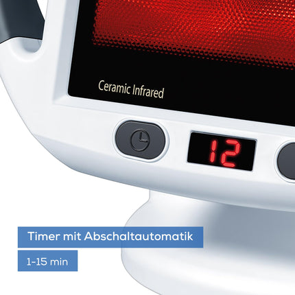 Beurer IL 50 infrasarkanā siltuma lampa, medicīniska ierīce ar nomierinošu siltumu lietošanai saaukstēšanās un muskuļu sasprindzinājuma gadījumos, infrasarkanā lampa ar 300 vatiem un nepārtraukti regulējamu abažūru, balta