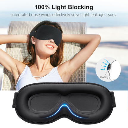 Gritin 3D miega maska ​​sānu gulētājiem, uzlabota elpojoša miega maska ​​ar regulējamu elastīgo siksnu, gaismas bloķēšana, ērta un ergonomiska acu maska ​​vīriešiem un sievietēm, 2 ausu aizbāžņu pāri