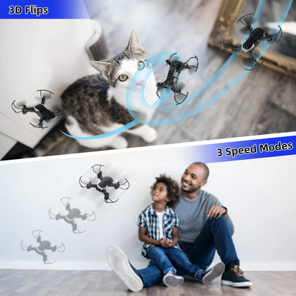 Mini drons ar 720P kameru bērniem, TEEROK RC FPV kvadrokopters ar WiFi tiešraides pārraidi, 2 akumulatori, ilgs lidojuma laiks, augstuma noturēšana, pacelšanās/nosēšanās ar vienu taustiņu, bezgalvas režīms, 3D pagriezieni iesācējiem