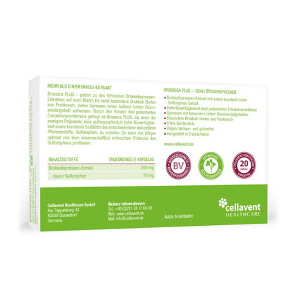 Brokoļu asnu ekstrakta kapsulas | augstākā deva | 280 000 mg brokoļu | 99% stabilizēts sulforafāns | 3600 mg brokoļu asnu vienā kapsulā | Par 60% lielāka biopieejamība | Brassica PLUS