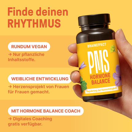 BRAINEFFECT hormonu līdzsvars | Augstākās kvalitātes dabiskā cikla regulēšanas kapsulas PMS un menopauzes ārstēšanai | Bez časteberijas nelabvēlīgās ietekmes | Augu ekstrakti, B6 vitamīns un magnijs | 60 kapsulas