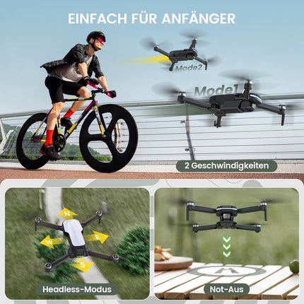 Holy Stone HS280D drons ar 1080P kameru, RC salokāms FPV drons ar 2 baterijām, ilgs lidojuma laiks, bezsuku motors, žestu vadība, kameru dronu āra pilns komplekts kvadrokopteram bērniem iesācējiem, C0