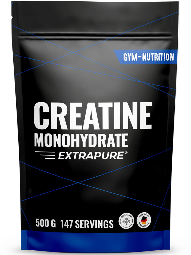 Kreatīna monohidrāta pulveris 500g - mikronizētas kvalitātes kreatīna monohidrāts ar optimāli augstu devu - tīrs, bez piedevām, 100% vegāns - iepakojums var atšķirties