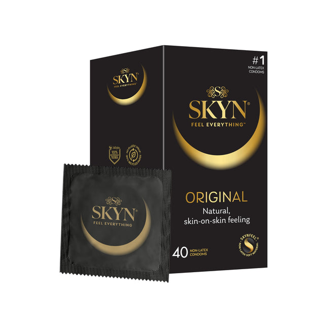 SKYN oriģinālie prezervatīvi, īpaši mīksti, bez lateksa, 40 gab., vecais modelis, melni, 40 vienības (1 iepakojums)