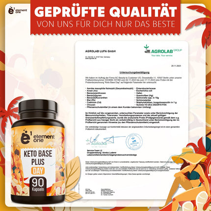 Keto Base Plus Day - ikdienas keto komplekss - 90 vegānas kapsulas - ar ingveru, zaļās tējas ekstraktu, kajēnas pipariem un kofeīnu - iecienīts sportistu un fitnesa entuziastu vidū - vegāns, bez glutēna un bez laktozes