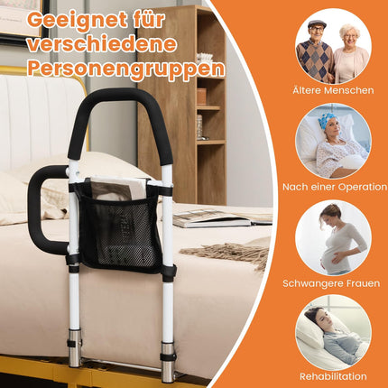 COSTWAY gultas margas, gultas margas pieaugušajiem, gultas aizsargs ar 2 margām un somu un stiprināšanas siksnu, līdz 136 kg, sānu aizsardzība, gultas rokturis, gultas margas, aizsargmargas vecāka gadagājuma grūtniecēm, sudrabkrāsas