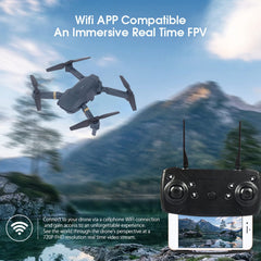 WiFi drons, RC FPV drons ar 720P HD aerokameru, salokāms kvadrokopters ar 360° rotējošu bezgalvas režīmu, bērniem, pieaugušajiem un dronu iesācējiem