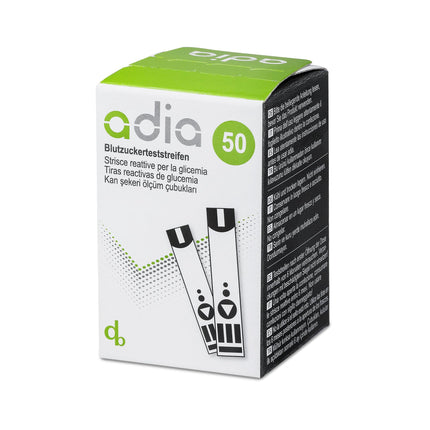 Diabēta komplekts: adia 50 asins glikozes testa strēmeles + 100 asins lancetes (universālas lancetes) glikozes līmeņa mērīšanai asinīs ar adia asins glikozes mērītāju