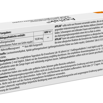 Apilak Grindex 10 mg - uztura bagātinātājs ar liofilizētu peru pieniņu | Atbalsts pieaugušajiem un bērniem | 25 dabīgas sublingvālās tabletes