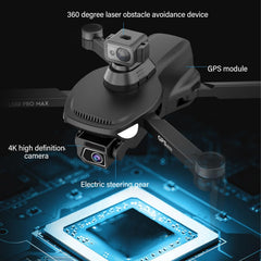 BuyWeek drons ar 4K kameru, L500 Pro MAX GPS mini drons, 360 grādu šķēršļu novēršanas bezkontaktu 4K HD aerofotogrāfijas RC kvadrokopters iesācējiem