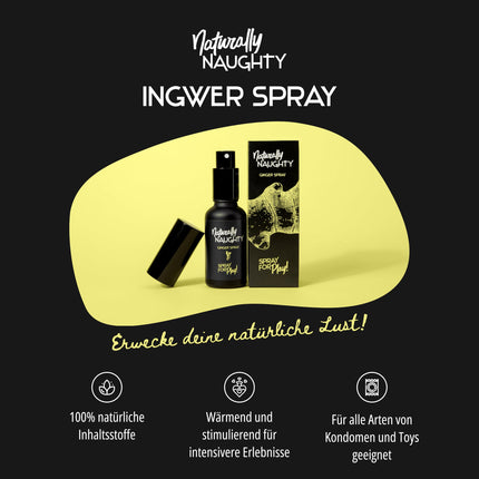 Naturally Naughty ingvera aerosols: sildoša, stimulējoša iedarbība intensīviem orgasmiem, dabīgas sastāvdaļas, ar ingveru un kazeņu ekstraktu, 30 ml
