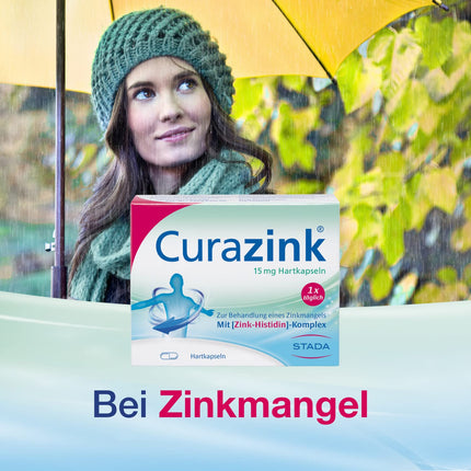 Curazink cietās kapsulas - zāles klīniski apstiprināta cinka deficīta ārstēšanai - augsta deva ar 15 mg cinka unikālajā cinka-histidīna kompleksā - 1 x 50 cietās kapsulas
