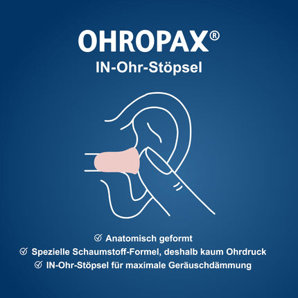 OHROPAX Young ausu aizbāžņi – ausīm ar šaurākiem auss kanāliem – mīksti putuplasta ausu aizbāžņi – skaņas izolācijas vērtība SNR 35 dB – ideāli piemēroti atpūtai, koncentrēšanās spējām un brīvā laika pavadīšanai – 10 gabali