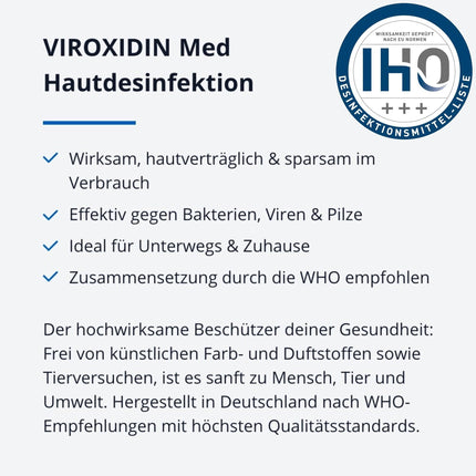 Viroxidin Med roku dezinfekcijas līdzeklis 5l - SALĪDZINĀJUMA UZVARĒTĀJS - Roku dezinfekcijas līdzeklis pret baktērijām, vīrusiem un sēnītēm higiēniskai roku dezinfekcijai - Ierobežots Virucīds PLUS saskaņā ar EN 14776