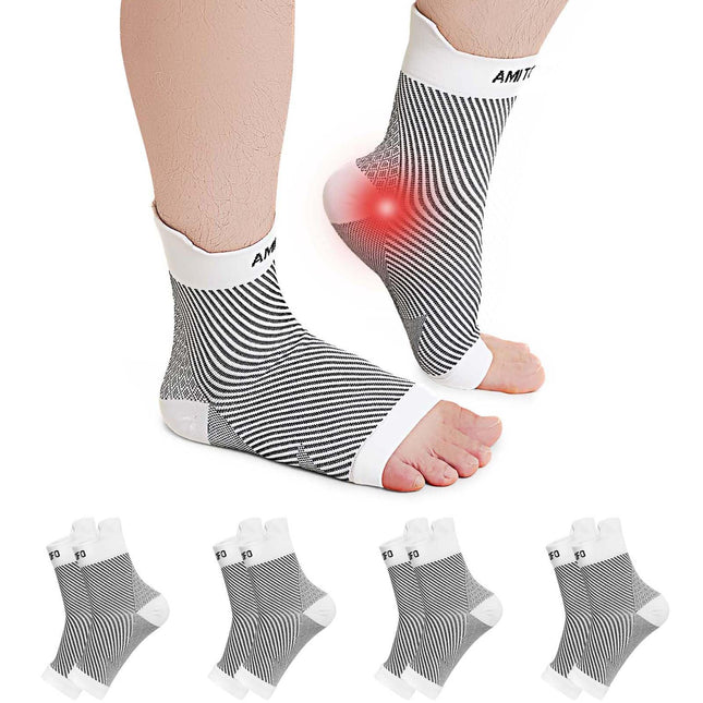 PUTUO neiropātijas zeķes vīriešiem un sievietēm: ortopēdiskās kompresijas zeķes plantārā fascīta zeķes potītes ortoze, liels, L/XL, baltas, 4 pāri