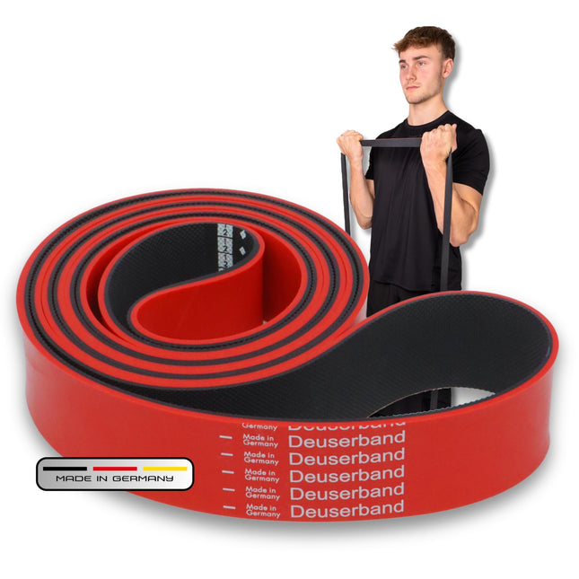 Deuserband Oriģinālā pretestības lente vingrošanai no dabīgā kaučuka, vegāna, neslīdoša, ražota Vācijā, fitnesa lentes spēka treniņiem, fitnesam, jogai