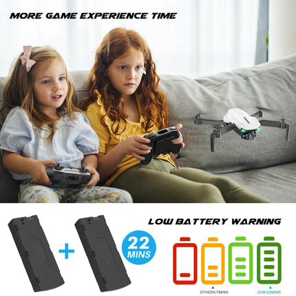 SIMREX drons ar 1080P kameru, vienas taustiņa pacelšanās drons, lidošana ar ceļa punktiem, automātiska sekošana, 3D apgriešana, 3 ātrumi, tālvadības drons bērniem un pieaugušajiem, balts