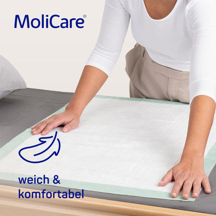 MoliCare Premium gultas paklājiņš 5 pilieni: gultas aizsargpaklājiņš ar absorbējošu serdi, kas izgatavota no celulozes pārslām, 60x90 cm, 25 gabali