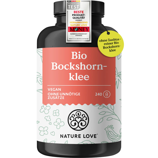 NATURE LOVE® Bioloģiskās grieķu sierāboliņa lapas - 240 vegānas kapsulas - Augsta deva ar 2600 mg dienā (650 mg vienā kapsulā) - Sertificēta bioloģiskā grieķu sierāboliņa lapa - bez nevēlamām piedevām, ražota Vācijā