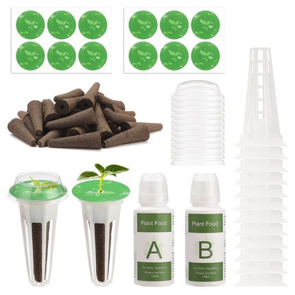 Sēklu kapsulu komplekts Aerogarden, Grow-Anything komplekts hidroponikai, augu kapsulu komplekts A un B augu mēslošanai ar augu groziem, audzēšanas sūkļiem, augu kupoliem un etiķetēm (12 gab.)