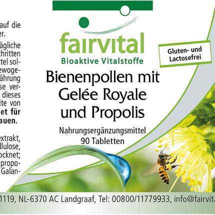 Fairvital | Bišu ziedputekšņi ar peru pieniņu un propolisu - 90 tabletes - AUGSTA DEVA