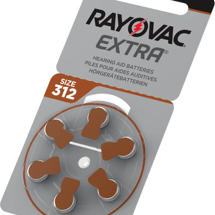 Rayovac Extra Advanced ar aktīvās kodola tehnoloģiju, jaunākās paaudzes dzirdes aparātu baterijas, 312. izmērs