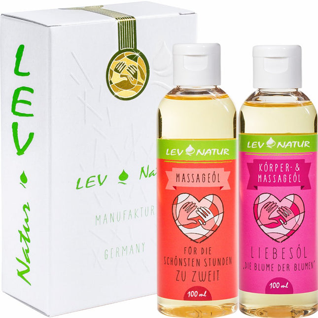 Lev-Natur masāžas eļļas un lubrikanta komplekts 2 x 100ml, dabīgs produkts, erotiskā eļļa, intīmai masāžai, unisex, pieaugušajiem (pāriem)