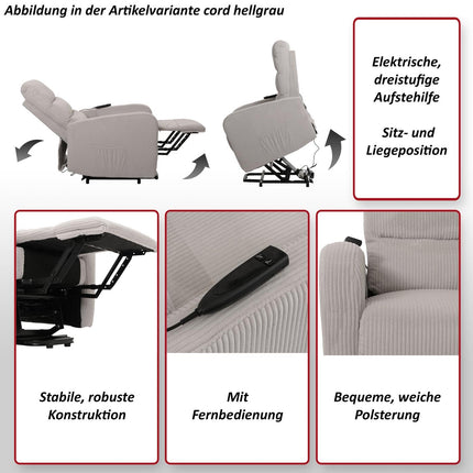 Mendler TV krēsls HWC-K62, atgāžams krēsls, TV krēsls, atgāšanas funkcija, piecelšanās palīgs, metāla audums/tekstila aukla - zila