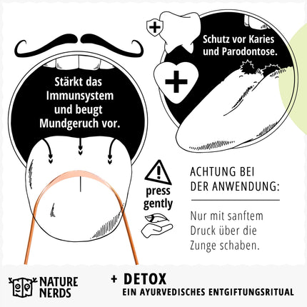 Nature Nerds - Vara mēles tīrītājs (3 gab.) - Jihwa Prakshalana - Ajūrvēdas detoksikācijas rituāls ar mēles skrāpi - mutes dobuma higiēna bez plastmasas
