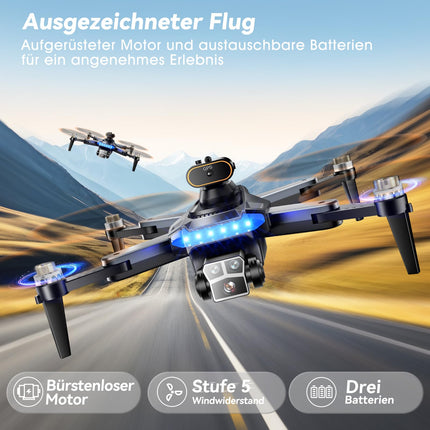 HYTOBP P17 GPS drons ar 4K kameru pieaugušajiem, 4K GPS drons ar bezkontaktu motoru, 3 akumulatori, 5G WiFi pārraide, FPV RC droni ar 3 kamerām, sekojiet man, automātiska atgriešanās, svars zem 249 g