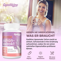 Liposomu safrāns 88,5 mg - safrāna ekstrakta kapsulas, 100% tīrs, augstas devas safrāns - augstākās kvalitātes safrāns vīriešiem un sievietēm, 60 kapsulas, 2 mēnešu krājums
